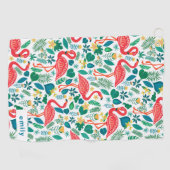 トロピッ葉クフラミンゴス模様モノグラム ゴルフタオル (横)