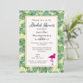 トロピッ葉クブライダルシャワーとピンクフラミンゴ 招待状 (スタンド正面)