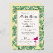 トロピッ葉クブライダルシャワーとピンクフラミンゴ 招待状 (正面/裏面)