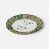 トロピッ葉クモダン緑、金ゴールド素朴結婚薬 ペーパープレート (アングル)