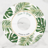 トロピッ葉クモダン金ゴールドとグリーン結婚ズ ワイングラスタグ (正面)