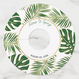 トロピッ葉クモダン金ゴールドとグリーン結婚ズ ワイングラスタグ