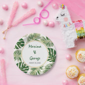 トロピッ葉クモダン金ゴールド結婚ズ ペーパープレート (パーティー)