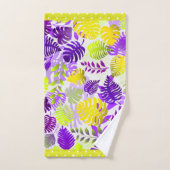 トロピッ葉クライム紫、メイブ、レモン、トリム バスタオルセット (ハンドタオル)