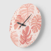 トロピッ葉クヴィンテージ：手描きパターン。 ラージ壁時計 (傾斜)