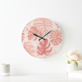 トロピッ葉クヴィンテージ：手描きパターン。 ラージ壁時計 (ホーム)