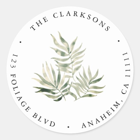 トロピッ葉ク差出人住所ラベル ラウンドシール (正面)