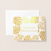トロピッ葉ク結婚の写真金ゴールド 箔カード (封筒付き正面)