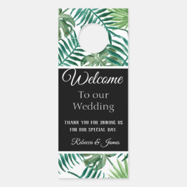 トロピッ葉ク結婚・ウェルカムブラックドアハンガー ドアノブサイン