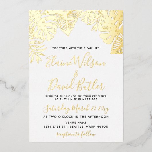 トロピッ葉ク結婚 箔招待状 (正面)