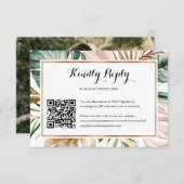トロピッ葉ク結婚QRコード写真RSVPカード 出欠カード (正面/裏面)
