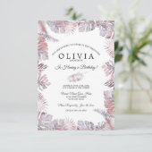 トロピッ葉ク誕生日ウォーターカラーバラ 招待状 (スタンド正面)