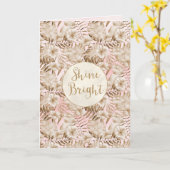 トロピッ葉ク赤面金ゴールドグリッターシャイン カード (黄色い花)