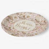 トロピッ葉ク赤面金ゴールドグリッターシャイン ペーパープレート (アングル)