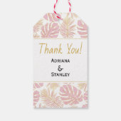トロピッ葉ク金ゴールドとピンク結婚の感謝 ギフトタグ (裏面)