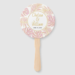 トロピッ葉ク金ゴールドの結婚丸いハンドファン ハンドファン