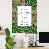 トロピッ葉ク金ゴールドの結婚歓迎サイン ポスター (ホームオフィス)