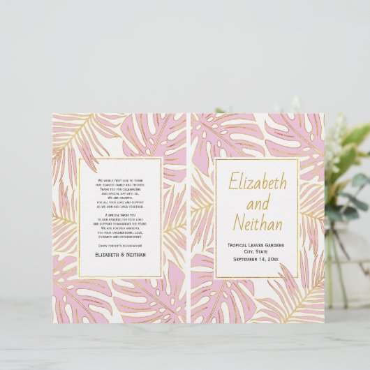 トロピッ葉ク金ゴールドの2倍の結婚式プログラム (スタンド正面)