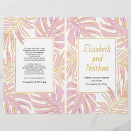 トロピッ葉ク金ゴールドの2倍の結婚式プログラム