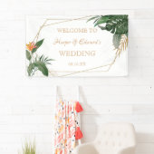 トロピッ葉ク金ゴールドフレーム水結婚色 横断幕 (インサイチュ)