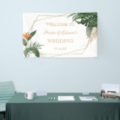 トロピッ葉ク金ゴールドフレーム水結婚色 横断幕 (トレードショー)