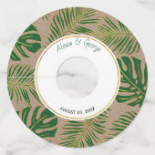 トロピッ葉ク金ゴールド緑と素朴結婚性 ワイングラスタグ (正面)