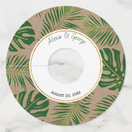 トロピッ葉ク金ゴールド緑と素朴結婚性 ワイングラスタグ