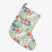 トロピッ葉ク・ハイビスカスフローラ水彩 ラージクリスマスストッキング (正面 (吊り時))