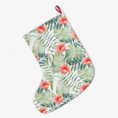 トロピッ葉ク・ハイビスカスフローラ水彩 ラージクリスマスストッキング (裏面 (吊り時))