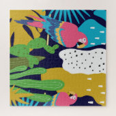 トロピッ葉ク、パロット：夏の背景。 ジグソーパズル (横)