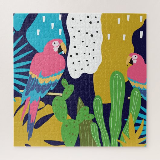 トロピッ葉ク、パロット：夏の背景。 ジグソーパズル (縦)
