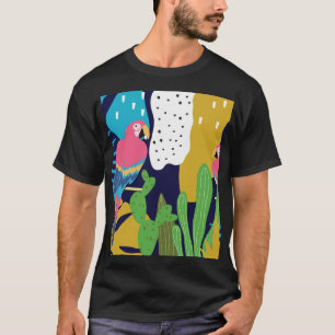 トロピッ葉ク、パロット:夏の背景。 Tシャツ