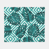 トロピッ葉ク:フローラシームレスなパターン。 フリースブランケット (正面(横))