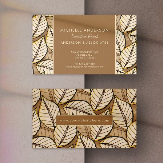 トロピッ葉ク・ベージュエレガント・ビジネス・カード 名刺