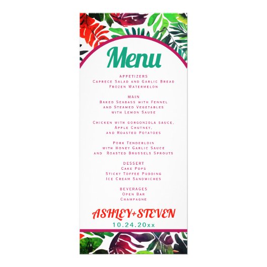 トロピッ葉ク・マクシマ結婚リストのメニュー・カード ラックカード (正面)