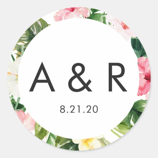 トロピッ葉ク・モノグラムお願いステッカー ラウンドシール (正面)