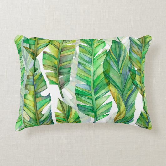 トロピッ葉ク:水彩シームレスパターン アクセントクッション (正面)