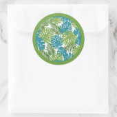 トロピッ葉ク、緑の背景 ラウンドシール (バッグ)