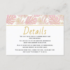 トロピッ葉ク・金ゴールドの挿入結婚カード エンクロージャーカード