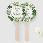 トロピッ葉ク・金ゴールドの結婚丸いハンドファン ハンドファン (正面&裏面)