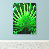 トロピッ葉ク、風車のヤシ、ダークグリーン キャンバスプリント (インサイチュ (ウッドフロア))