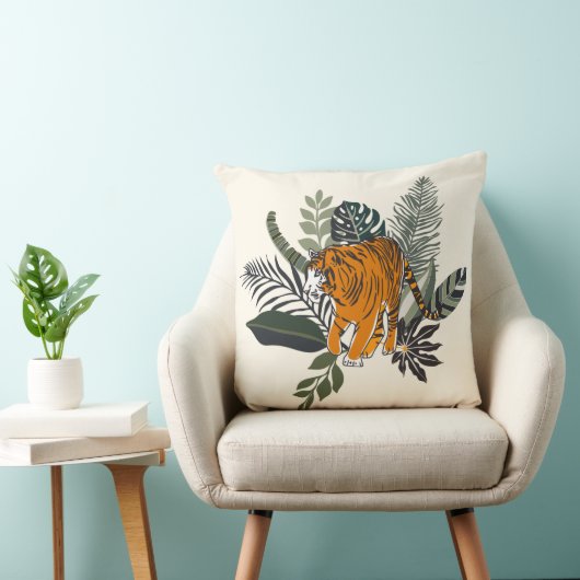 トロピッ離れクとタイガーアクセント枕 クッション (椅子)