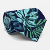 トロピッ離れクと花ブルーグリーン ネクタイ (ロール)