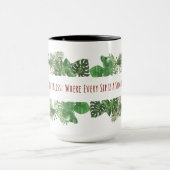 トロピッ離れクな – 緑のジャングルの葉のパターン マグカップ (中央)