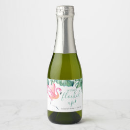 トロピッ離れクのフラミンゴきらめくワインラベル スパークリングワインラベル