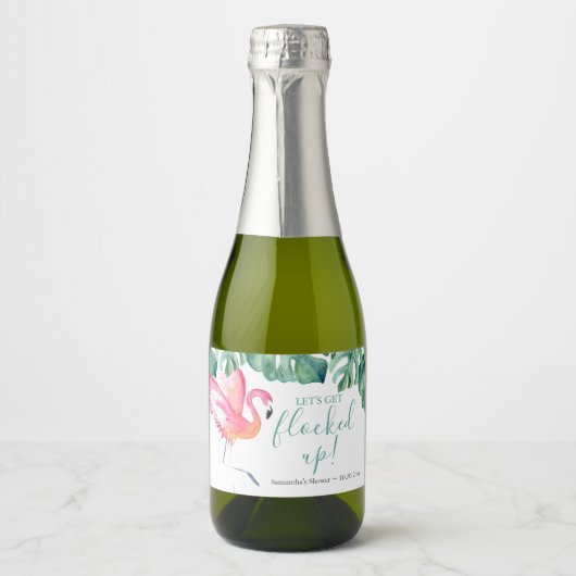 トロピッ離れクのフラミンゴきらめくワインラベル スパークリングワインラベル (正面)