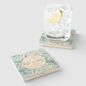 トロピッ離れクアクア金ゴールドパーソナライズされた ストーンコースター (横)