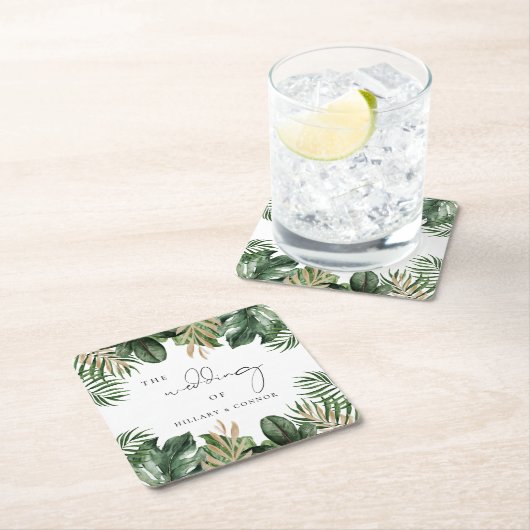 トロピッ離れクエレガントな結婚式 スクエアペーパーコースター (インサイチュ)