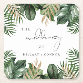 トロピッ離れクエレガントな結婚式 スクエアペーパーコースター