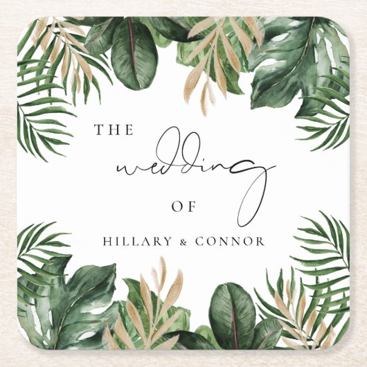 トロピッ離れクエレガントな結婚式 スクエアペーパーコースター (正面)